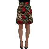 Bomuld - Leopard Nederdele Dolce & Gabbana Brun Bomuld Leopard Rose Print Mini Skirt Brown IT36/XXS