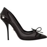 Læder Højhælede sko Dolce & Gabbana Black Mesh Leather Pointed Heels Pumps Shoes EU40/US9.5