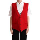 Dolce & Gabbana Dame Veste Dolce & Gabbana Virgin Uld Sleeveless Waistcoat Vest Red IT40/S