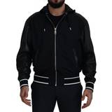 50 - XXS Overtøj Dolce & Gabbana Black Polyester Hooded Blouson Coat Jacket IT50
