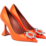 Gummi - Stof Højhælede sko Amina Muaddi Embellished Satin - Orange