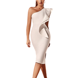 48 - 8 - Polyester Kjoler Shein ADYCE One Shoulder Exaggerated Ruffle Bodycon Bandage Cocktail Party Dress