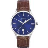 Accurist Rustfrit stål Ure Accurist Classic Blue Brown Leather