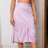 Dame - Midinederdele - Pink Shein Ruffle Hem Skirt