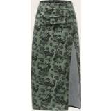 Elastan/Lycra/Spandex - Grøn - Høj talje Nederdele Shein Paisley Print Split Thigh Skirt