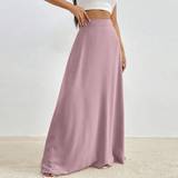 Dame - Lange nederdele - Pink Shein Solid High Waist Maxi Skirt