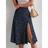 Blomstrede - Blå Nederdele Shein Ditsy Floral Print Split Thigh Skirt