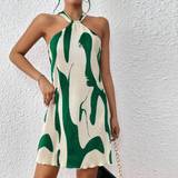 Dame - Halterneck - Korte kjoler Shein Graphic Print Halter Neck Dress