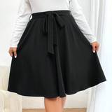 Ballonærmer - Dame - Knælange nederdele - Sort Shein Plus High Waist Belted Skirt