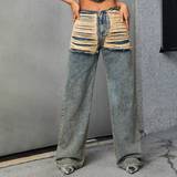 Bronze - Dame Jeans Shein Ripped Wide Leg Jeans