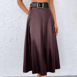 Shein High Waist Solid Flare Skirt Without Belt