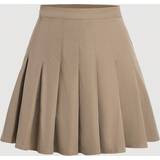 Beige - Lynlås Nederdele Shein Pleated Solid Mini Skirt