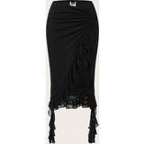 Midinederdele - Polyamid - XL Shein Ruffle Trim Asymmetrical Hem Skirt