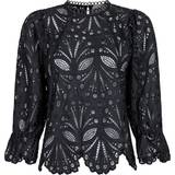 Dame - Polyester Bluser Neo Noir Adela Embroidery Blouse - Black