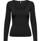 Only Sort Overdele Only Lea Square Neck Rib Top - Black