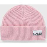 Pink - Uld Tilbehør Ganni hue A5019 Structured Beanie mauve chalk