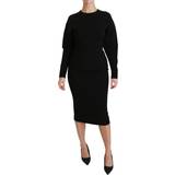 Dolce & Gabbana Black Bodycon Sheath Midi Stretch Dress IT40