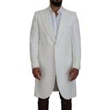 Blomstrede Overtøj Dolce & Gabbana White Floral Brocade Trench Coat Jacket White IT48/M