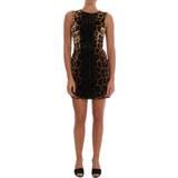 Dolce & Gabbana Leopard Kjoler Dolce & Gabbana Silke Kjole Brown IT38/XS-XS