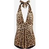 Leopard - Nylon Badetøj Dolce & Gabbana ONE-PIECE SWIMSUIT WITH PLUNGING NECKLINE AND LEOPARD PRINT