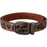 Leopard Bælter Dolce & Gabbana Brun Leopard Embossed Leather Buckle Belt Brown