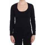 Cashmere - Rund hals Overdele Dolce & Gabbana Black Cashmere Crewneck Sweater Pullover IT38
