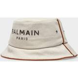 Balmain Dame Tilbehør Balmain logo-print bucket hat women Cotton/Linen/Flax Neutrals