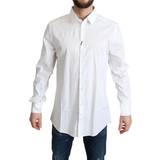 Dolce & Gabbana Bomuld Kjoler Dolce & Gabbana White Cotton Stretch Men Dress Formal Shirt IT38