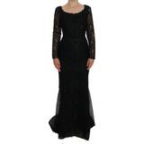 Dolce & Gabbana Polyester Kjoler Dolce & Gabbana Black Floral Sheath Dress IT38
