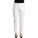 Dolce & Gabbana Dame Bukser & Shorts Dolce & Gabbana White Cotton Mid Waist Denim Tapered Jeans IT40