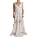 Dame - Hvid - Lange kjoler Dolce & Gabbana Bomuld Kjole White IT40/S