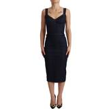 46 - Nylon Kjoler Dolce & Gabbana Dark Blue Cotton Denim Sheath Midi Women's Dress