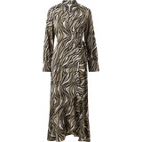 Dame - Lange kjoler - Slå om Object Collectors Item Papaya L/S Wrap Long Dress Fossil AOP:Zebra