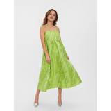 Vero Moda Dame - Grøn - Lange kjoler Vero Moda dame kjole VMVARIOUS Bright Chartreuse Jacquard