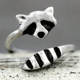 Zink Ringe Shein Vintage Raccoon Animal Design Open Ring Silver Plated Hand Jewelry For Women Girls Teen
