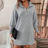 Lynlås - Løs Kjoler Shein Solid Color Drop Shoulder Sweater Dress