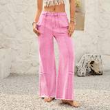 Dame - Pink Jeans Shein WYWH Women's Frayed Edge Denim Jeans