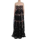 Dolce & Gabbana Masterpiece black floral print silk runway dress IT42