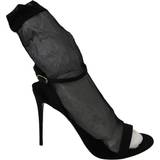 38 ½ - Læder Højhælede sko Dolce & Gabbana Black Tulle Stretch Stilettos Sandals Shoes EU41/US10.5