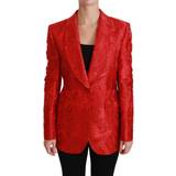 Rød - Silke Tøj Dolce & Gabbana Red Floral Angel Blazer Coat Jacket IT46