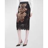 Bomuld - Leopard Nederdele Dolce & Gabbana Leopard-print satin midi skirt with lace inserts leo_new