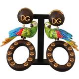 Harpiks Øreringe Dolce & Gabbana Gold Brass Wood Parrot Hoop Clip-on Jewelry Dangling Earrings