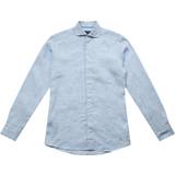 42 - Hør Skjorter Eton Light Blue Linen Shirt Slim Fit Mand Langærmede Skjorter Slim Fit hos Magasin Lyseblå