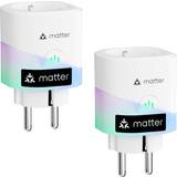 Smart home styreenheder på tilbud Meross Matter Smart Plug with Power Consumption 2-pack