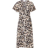 Leopard Kjoler Vila Kortærmet Slå Om Kjole