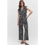 Sort - Viskose Jumpsuits & Overalls Mango Mila Geometric Stripe Jumpsuit, Black