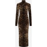 Lang - Polyamid Kjoler Dolce & Gabbana Long chenille dress with jacquard leopard design