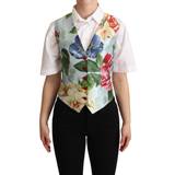 Blomstrede Overtøj Dolce & Gabbana Mint Floral Silke Waistcoat Vest Green IT38/XS-XS