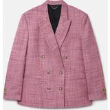 48 - Slids - XS Overdele Stella McCartney Wool Mouline Oversized Double-Breasted Blazer, Woman, Pink, Pink
