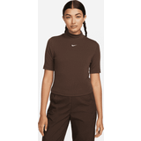 48 - Dame - Jersey T-shirts & Toppe Nike Kortærmet Sportswear Essentials-trøje rib med høj hals til kvinder brun EU 48-50